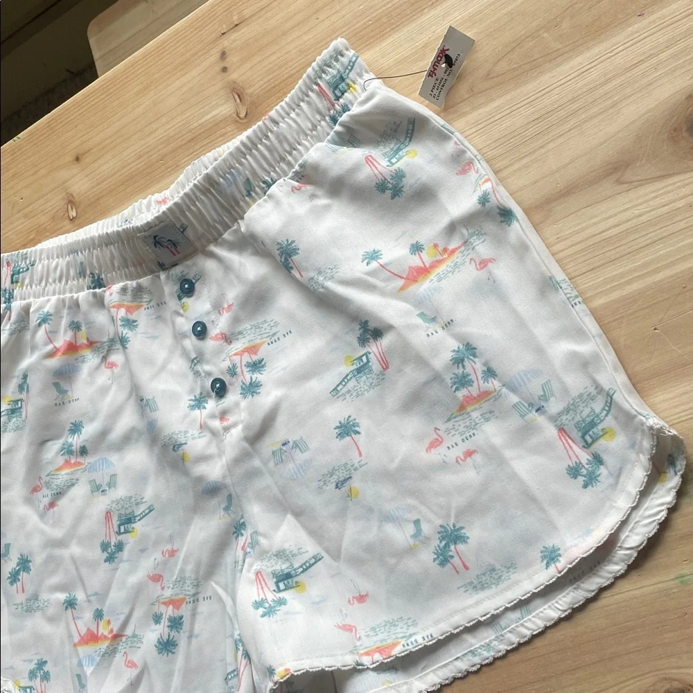 Rae Dunn White Tropical Print Lounge Boxer Shorts